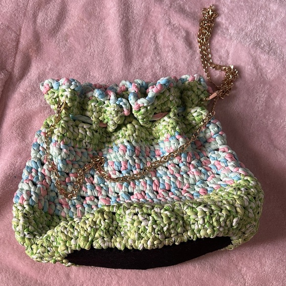 Colorful Crochet Bag with Chain Strap - Picture 3 of 3